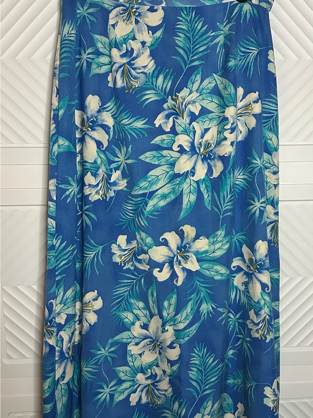 david brooks Blue Floral Maxi Skirt with Cream Blooms